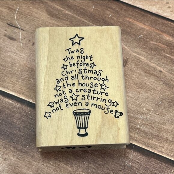 VERY RARE A MUSE 2-2033H TWAS TREE WOOD RUBBER STAMP NIGHT BEFORE CHRISTMAS - Picture 1 of 5